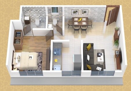 Floor plan of 1 BHK 418 Sq. Ft. Apartment in Sailee Prathamesh Star, Mumbai