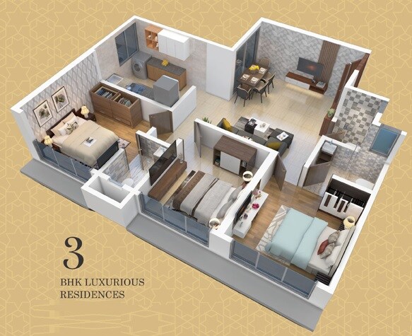 Floor plan of 3 BHK 700 Sq. Ft. Apartment in Sailee Prathamesh Star, Mumbai