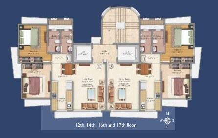 Floor plan of 2 BHK 692 Sq. Ft. Apartment in Sainath Madhuban, Mumbai
