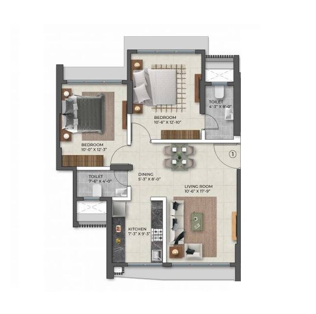 2 BHK 511 Sq. Ft. Apartment