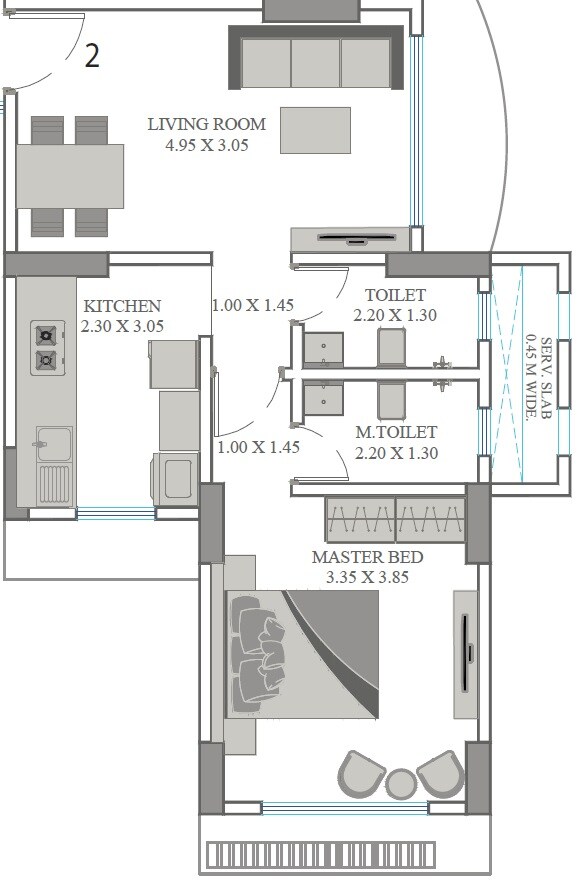 Floor plan of 1 BHK 496 Sq. Ft. Apartment in Samaj Darshan Apartment, Mumbai