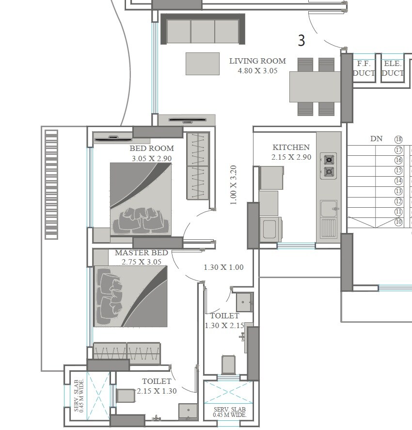 Floor plan of 2 BHK 552 Sq. Ft. Apartment in Samaj Darshan Apartment, Mumbai