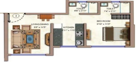 1 BHK 428 Sq. Ft. Apartment