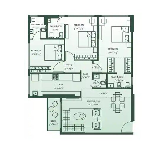 Floor plan of 3 BHK 1003 Sq. Ft. Apartment in Sambhav Eden, Mumbai