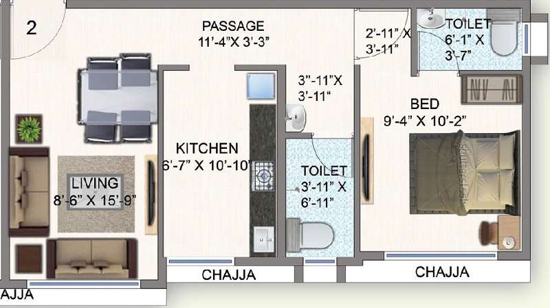 1 BHK 374 Sq. Ft. Apartment in Samcon Jyot Residency