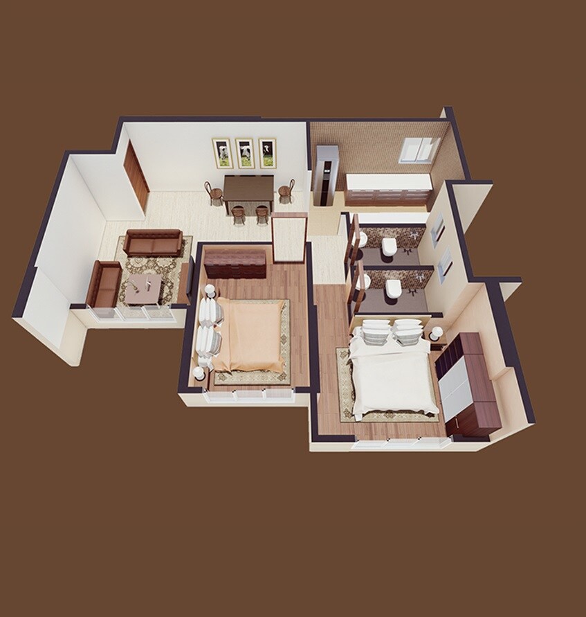 Floor plan of 2 BHK 619 Sq. Ft. Apartment in Sandhya Eve Horizon, Mumbai