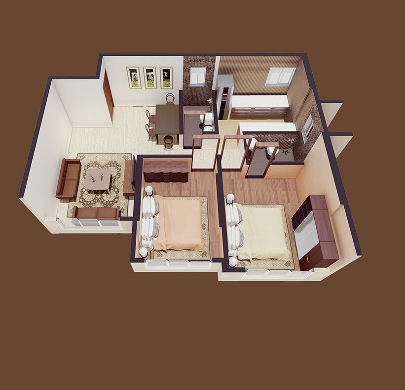 Floor plan of 2 BHK 665 Sq. Ft. Apartment in Sandhya Eve Horizon, Mumbai