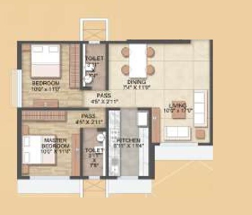 2 BHK 679 Sq. Ft. Apartment