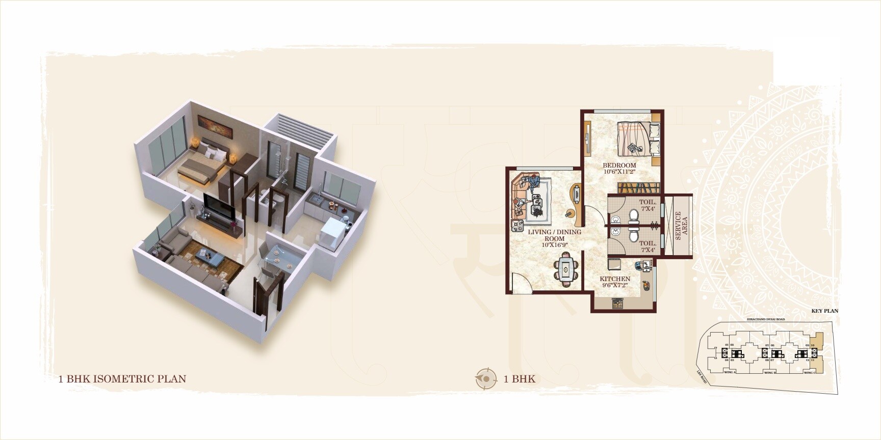 Floor plan of 1 BHK 417 Sq. Ft. Apartment in Sandu Sanskar, Mumbai