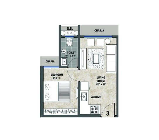 1 BHK 280 Sq. Ft. Apartment