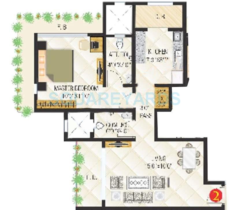 1 BHK 685 Sq. Ft. Apartment