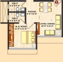 1 BHK 398 Sq. Ft. Apartment