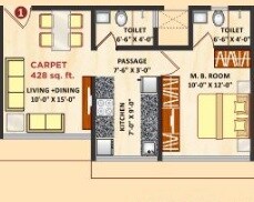 1 BHK 482 Sq. Ft. Apartment