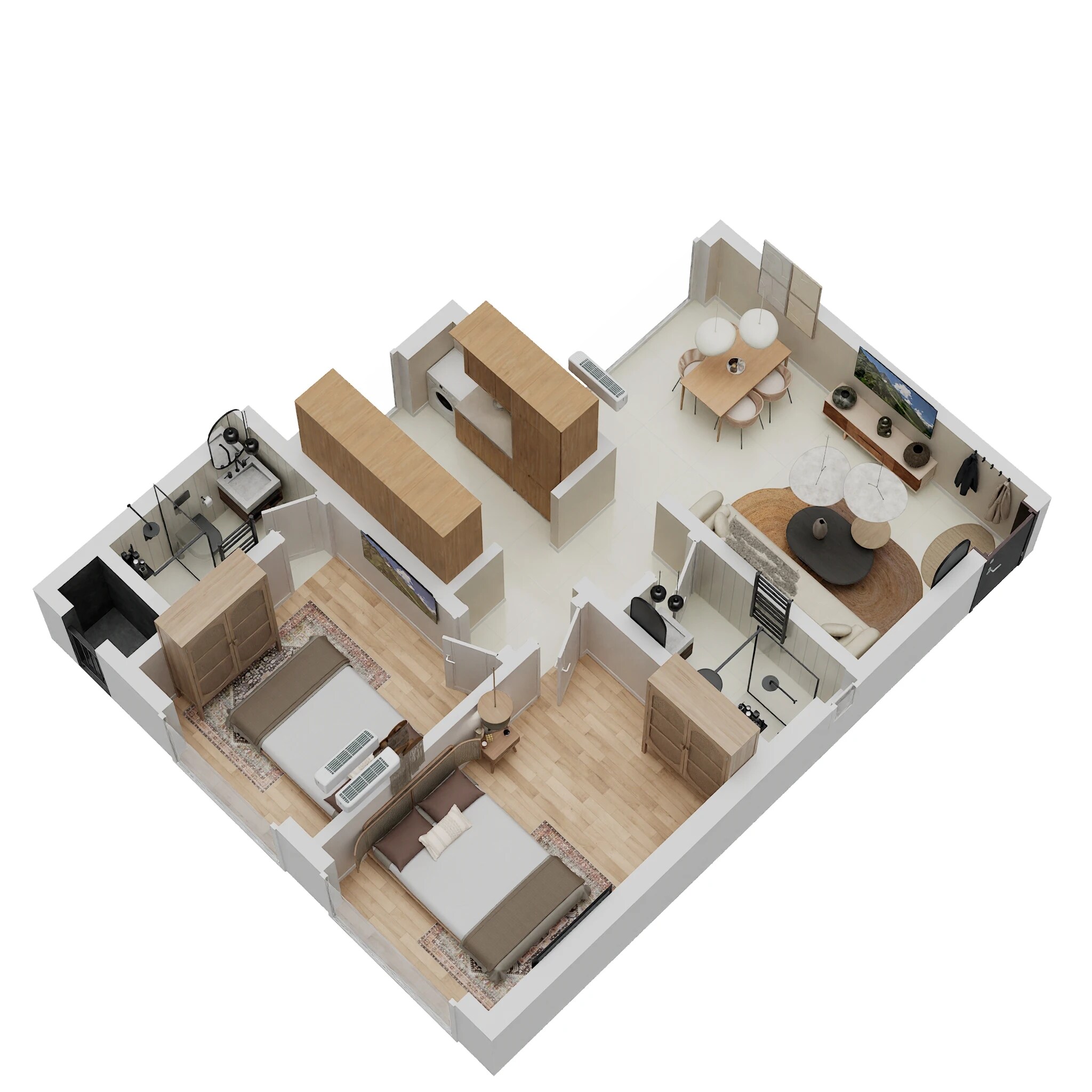 Floor plan of 2 BHK 522 Sq. Ft. Apartment in Sanghvi S3 Epitome, Mumbai