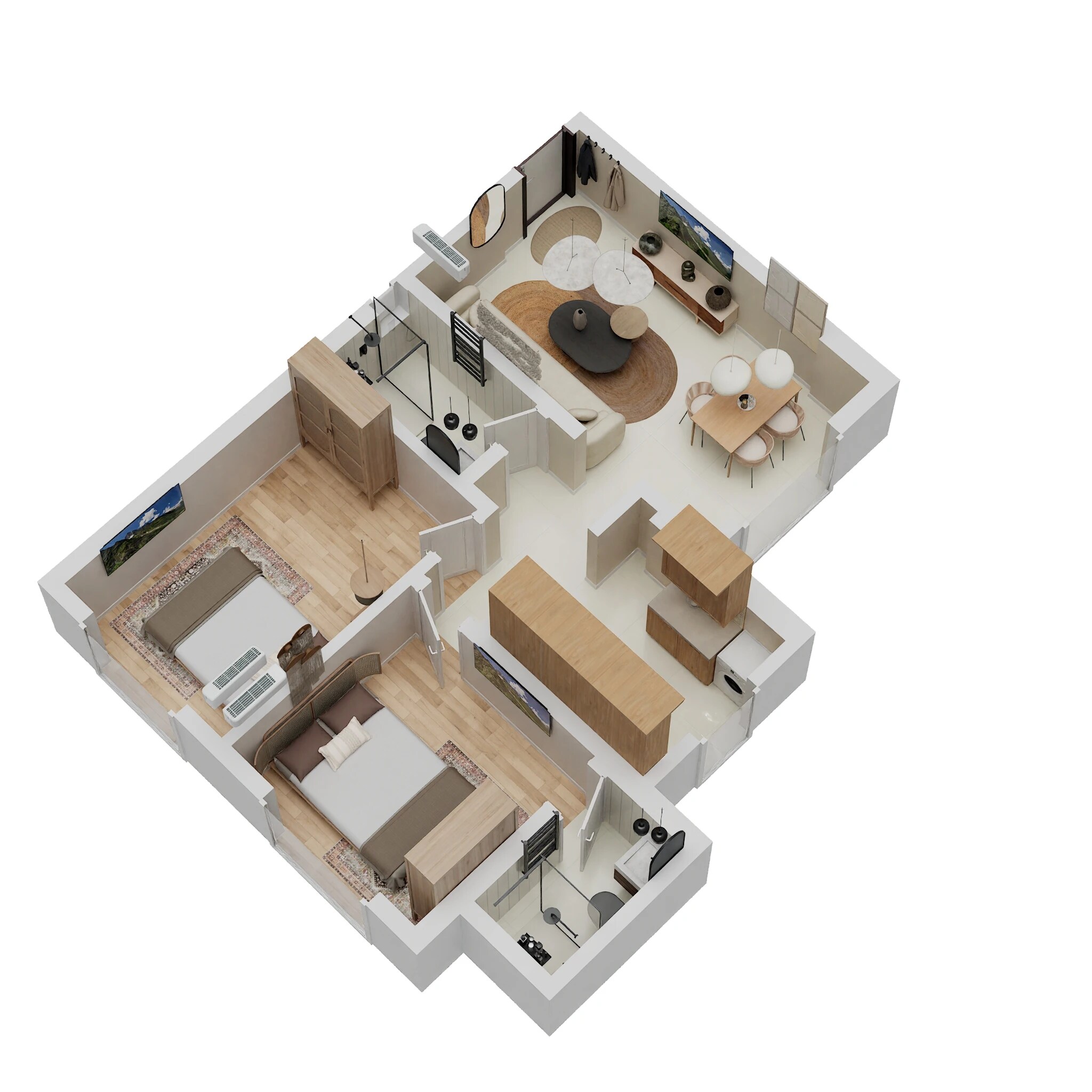 Floor plan of 2 BHK 587 Sq. Ft. Apartment in Sanghvi S3 Epitome, Mumbai