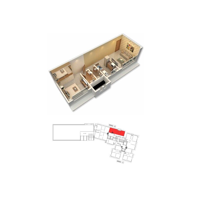 Floor plan of 1 BHK 495 Sq. Ft. Apartment in Sanjay Evergreen Woods, Mumbai