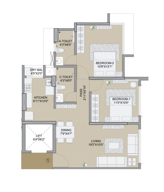 2 BHK 638 Sq. Ft. Apartment in Sanket Solitaire Aawas