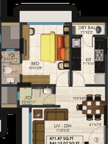  1 BHK Apartment at Sanyam Ashok Odyssey C Wing, Ghatkopar West – for Rent