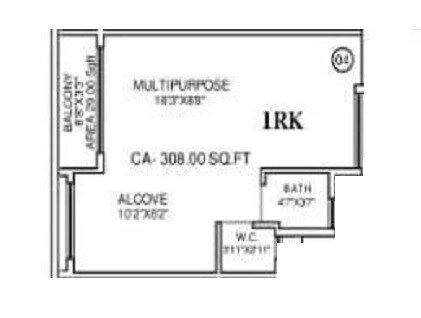 Floor plan of 307 Sq. Ft. Studio in Saptarshi Mark, Mumbai