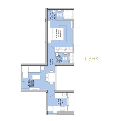 Floor plan of 1 BHK 502 Sq. Ft. Apartment in Sarah Continental Heights, Mumbai