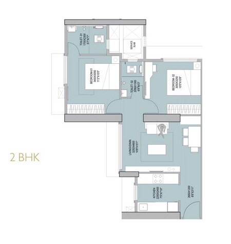 Floor plan of 2 BHK 642 Sq. Ft. Apartment in Sarah Continental Heights, Mumbai