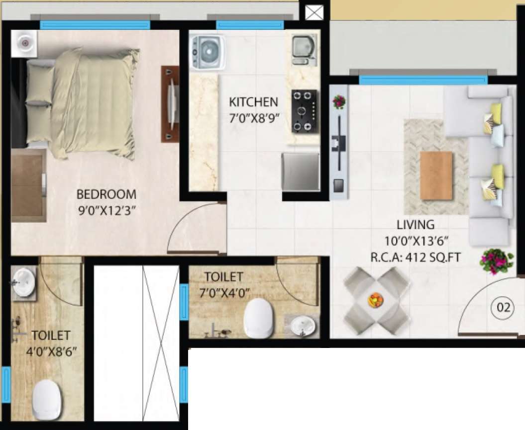 1 BHK 418 Sq. Ft. Apartment in Sardar Inspire Residency