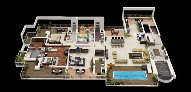 Floor plan of 4 BHK 4166 Sq. Ft. Apartment in Satra LE88, Mumbai