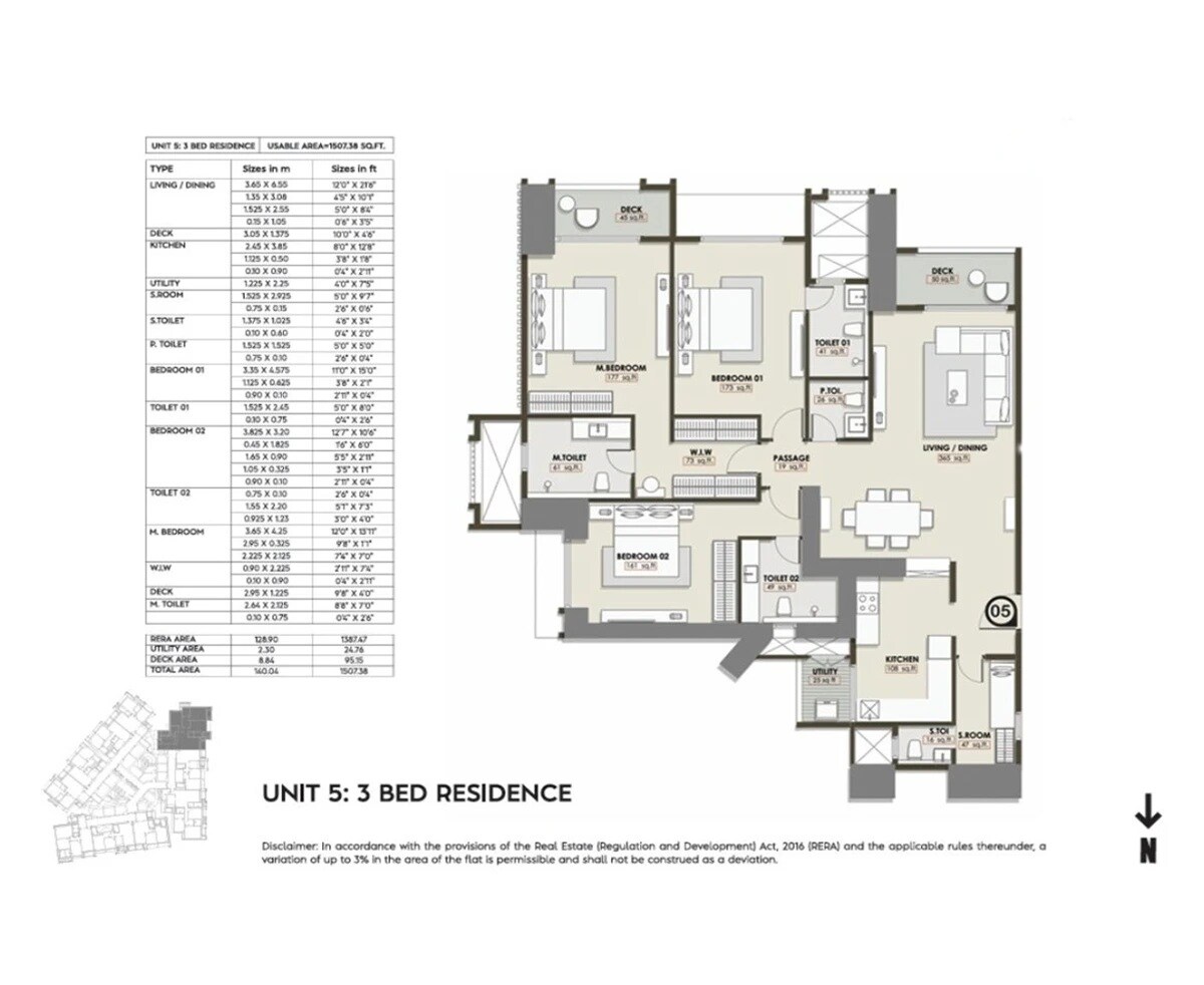 3 BHK 1507 Sq. Ft. Apartment