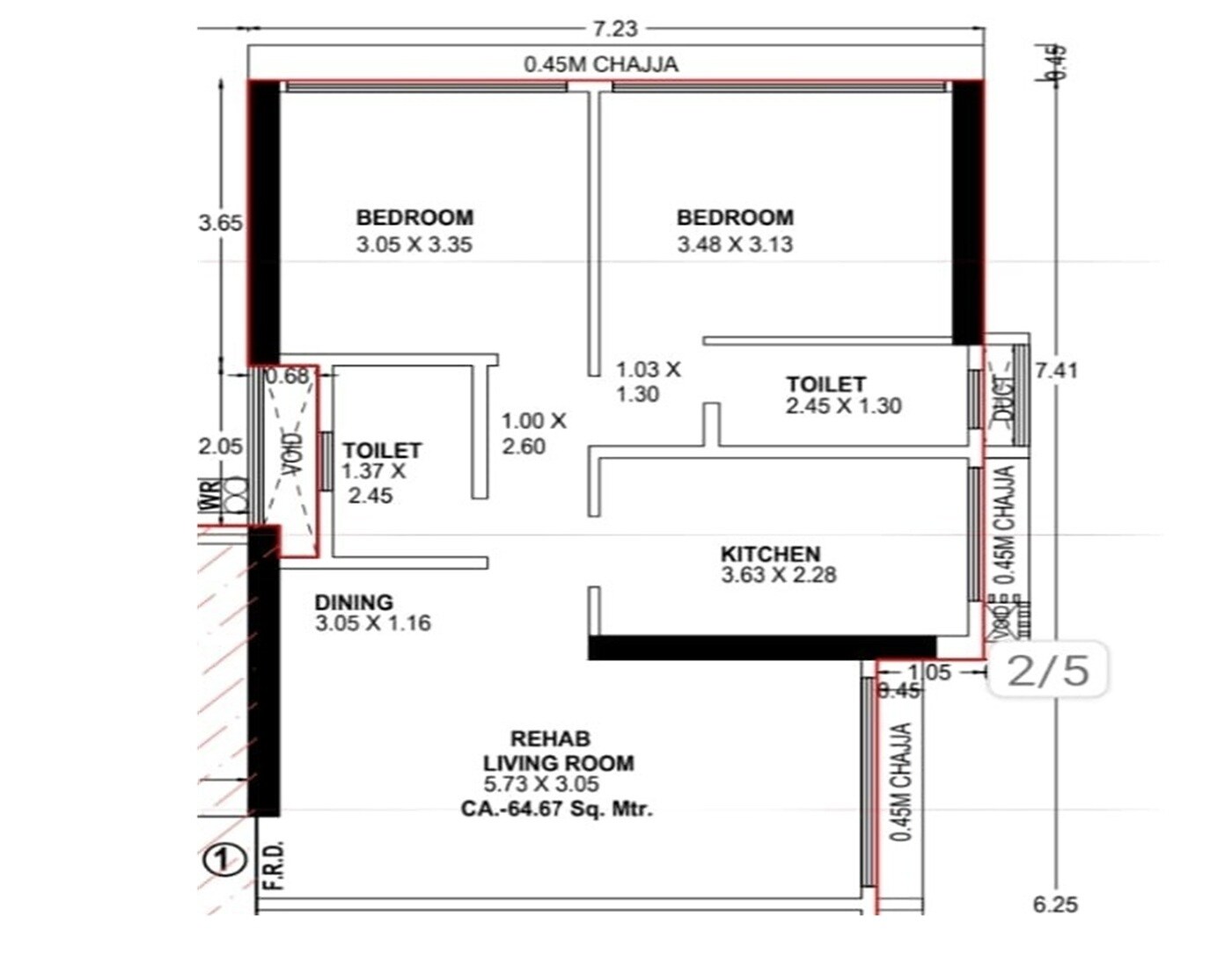 2 BHK 696 Sq. Ft. Apartment
