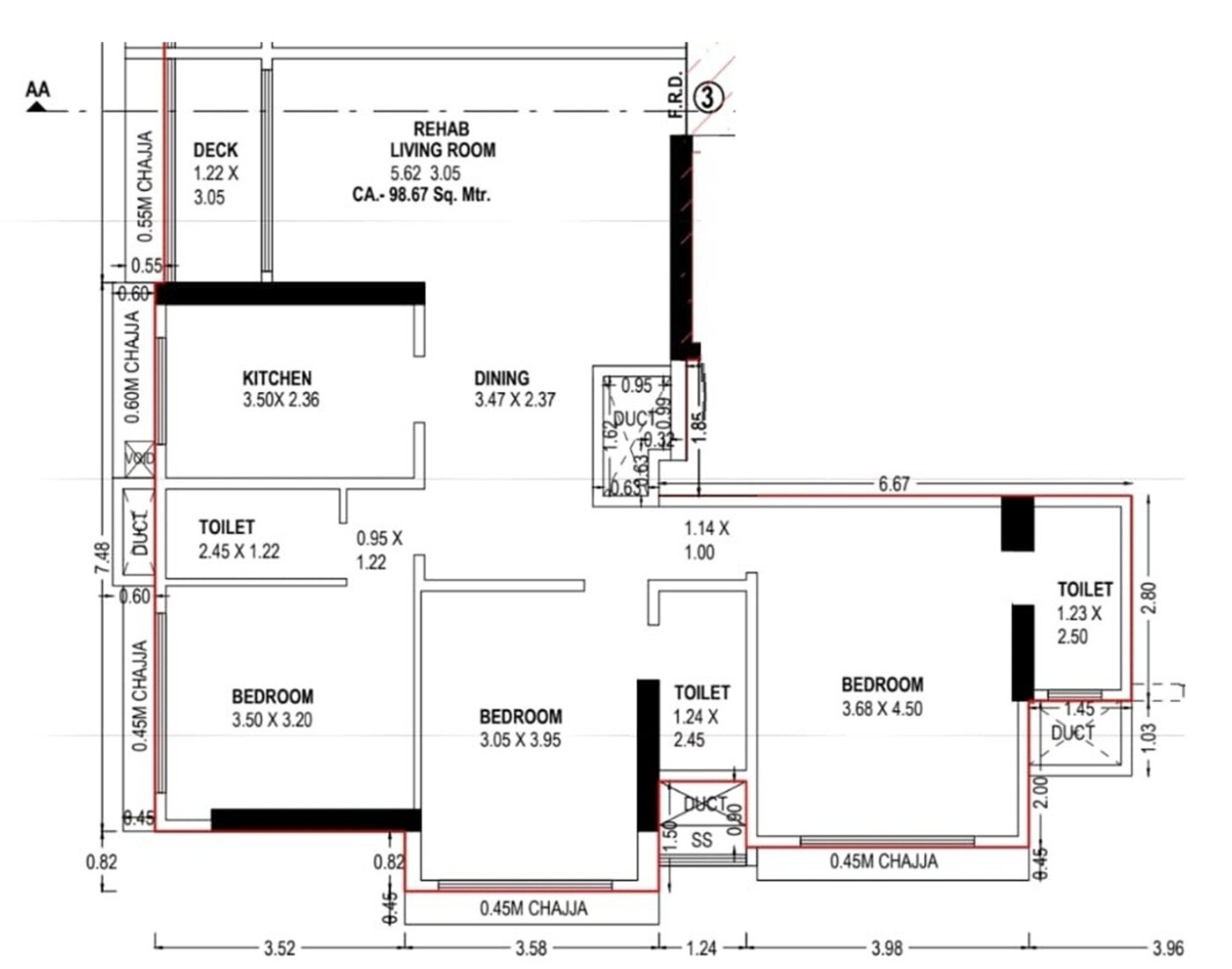 3 BHK 1062 Sq. Ft. Apartment