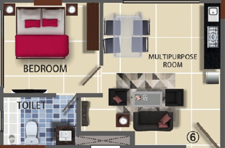 Floor plan of 320 Sq. Ft. Studio in Savannah Avalon, Mumbai