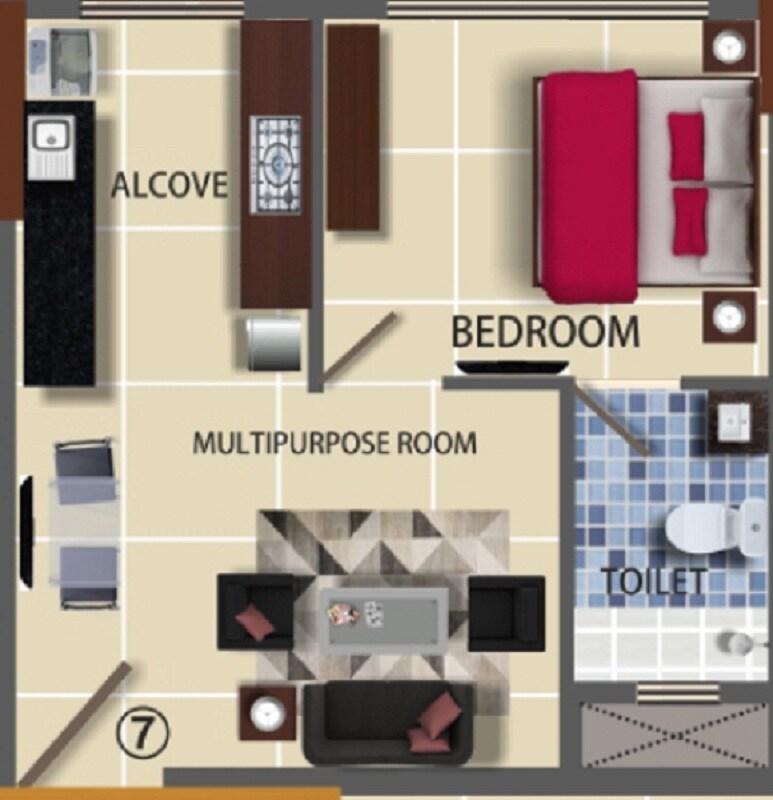 Floor plan of 326 Sq. Ft. Studio in Savannah Avalon, Mumbai