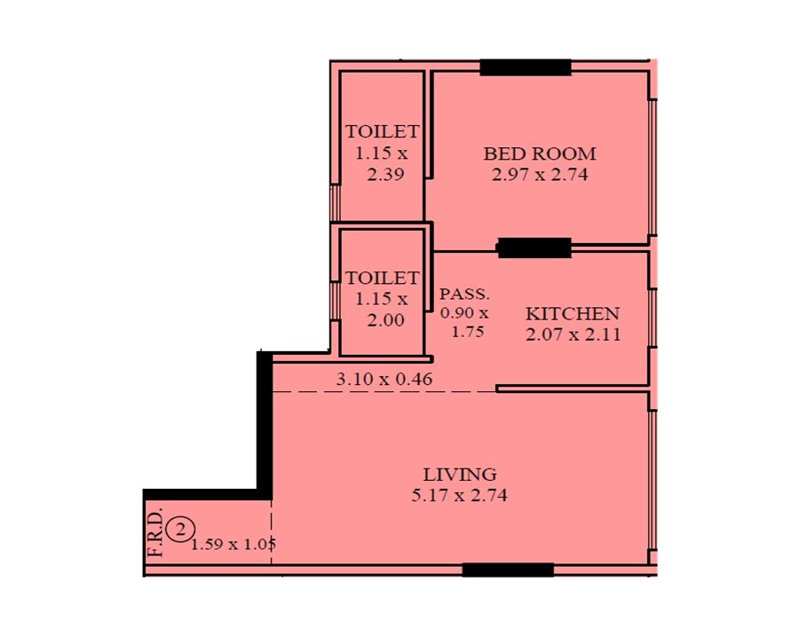 Floor plan of 1 BHK 406 Sq. Ft. Apartment in Sayba Badr, Mumbai