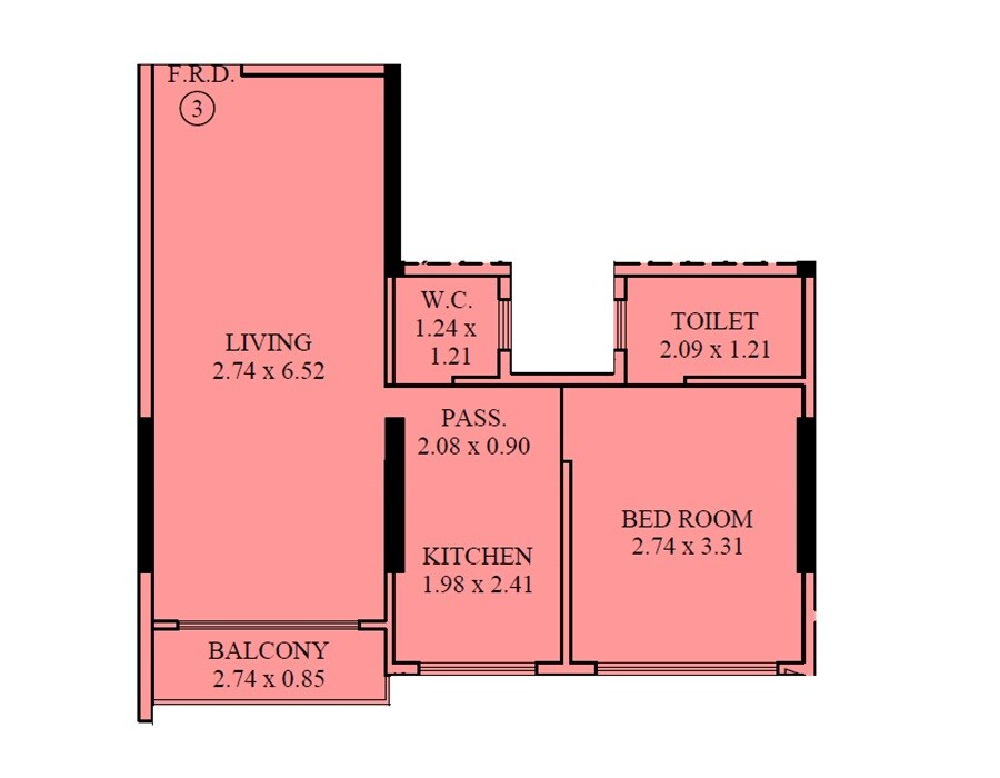 Floor plan of 1 BHK 448 Sq. Ft. Apartment in Sayba Badr, Mumbai