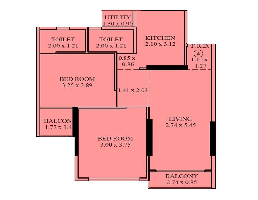 Floor plan of 2 BHK 720 Sq. Ft. Apartment in Sayba Badr, Mumbai
