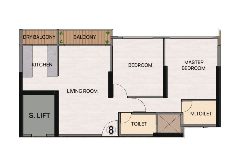 Floor plan of 2 BHK 679 Sq. Ft. Apartment in Sayba Samriddhi, Mumbai