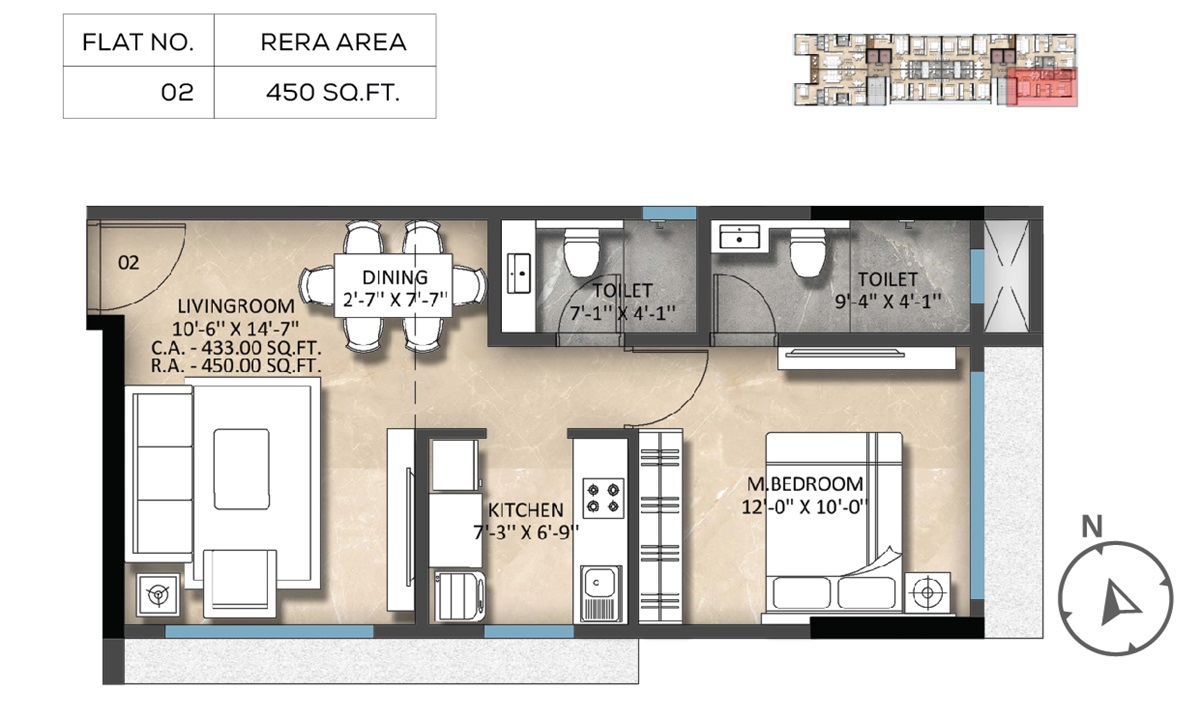 1 BHK 450 Sq. Ft. Apartment in Sayba Sapphire