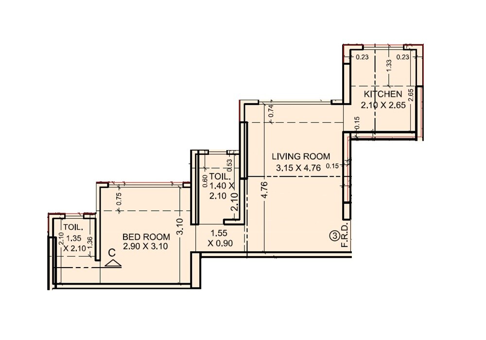 1 BHK 413 Sq. Ft. Apartment