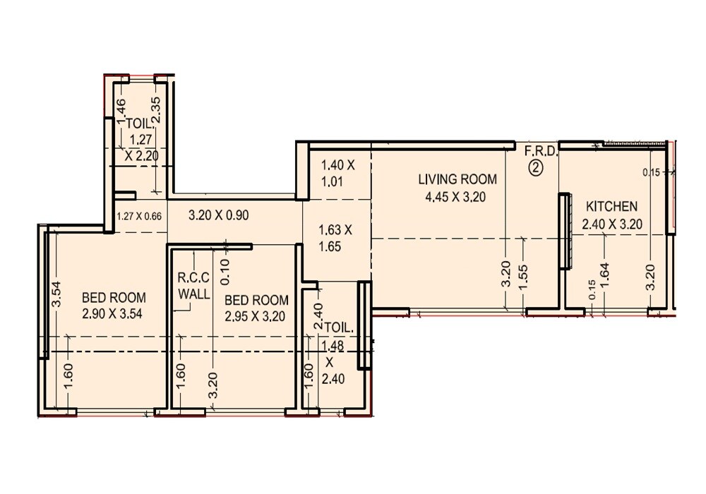 Floor plan of 2 BHK 648 Sq. Ft. Apartment in SBK Agastya Apartments, Mumbai