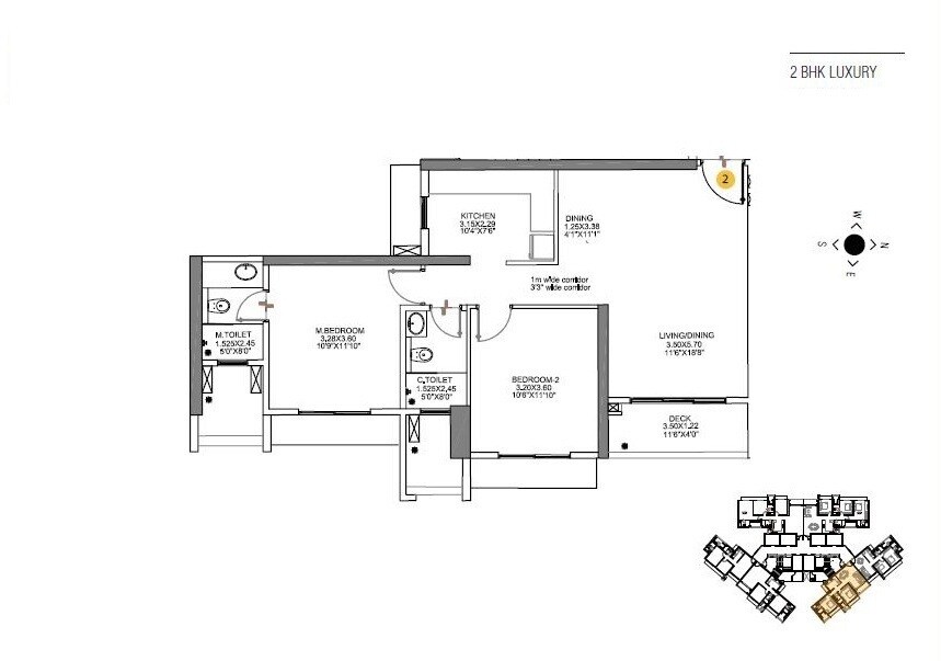 Floor plan of 2 BHK Apartment - 815 sq. ft. in SD Epsilon, Mumbai