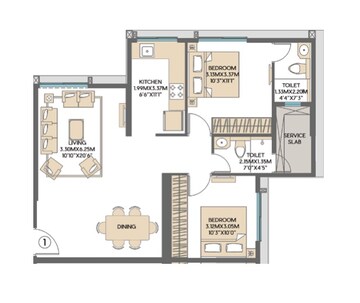  2 BHK Apartment at SD Siennaa Wing C, Kandivali East – for Rent