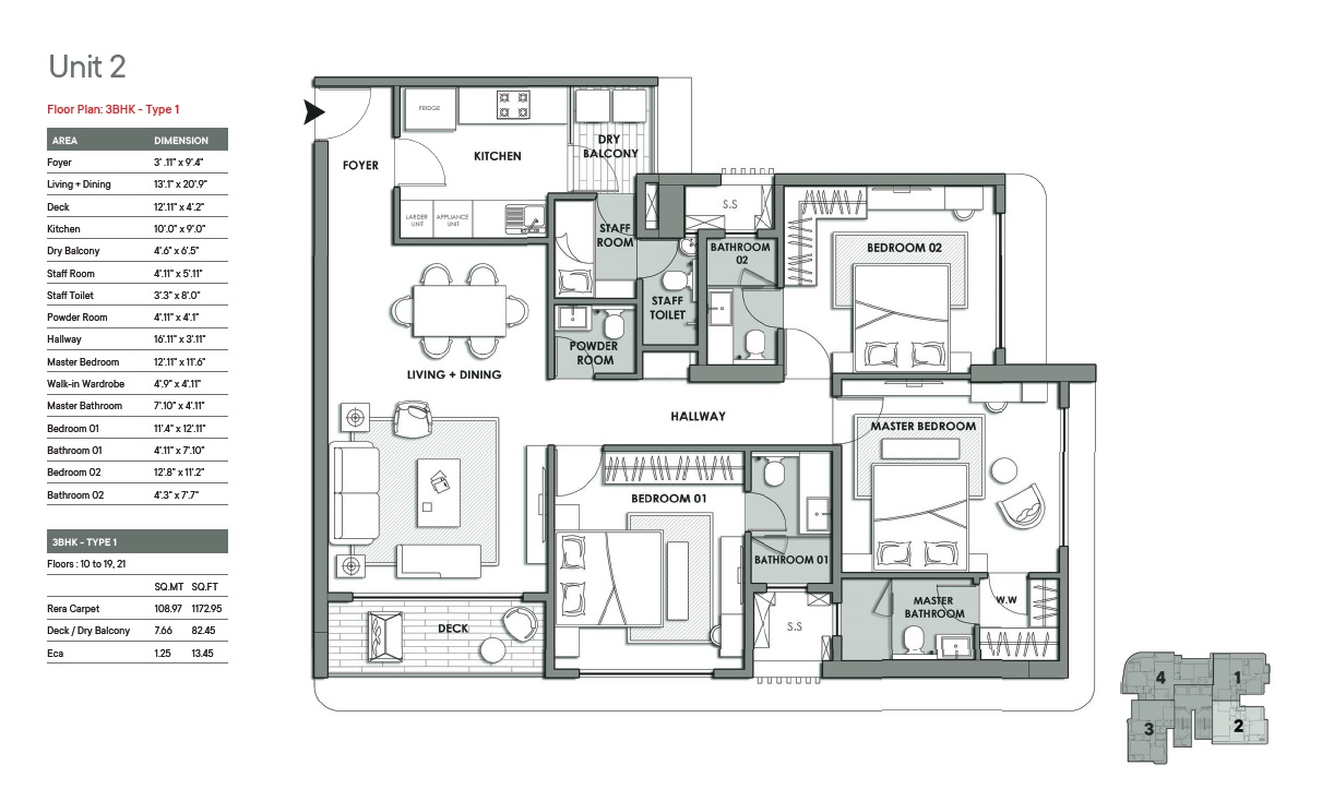 3 BHK 1173 Sq. Ft. Apartment in SDC Cassias