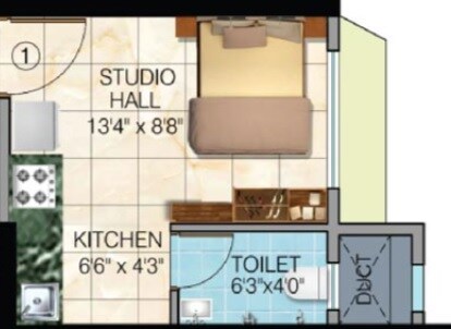 Floor plan of 170 Sq. Ft. Studio in Sethia Aashray Phase 1, Mumbai