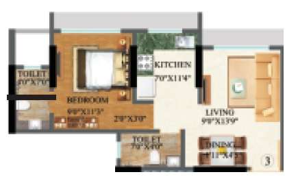 1 BHK 370 Sq. Ft. Apartment in Sethia Kalpavruksh Heights
