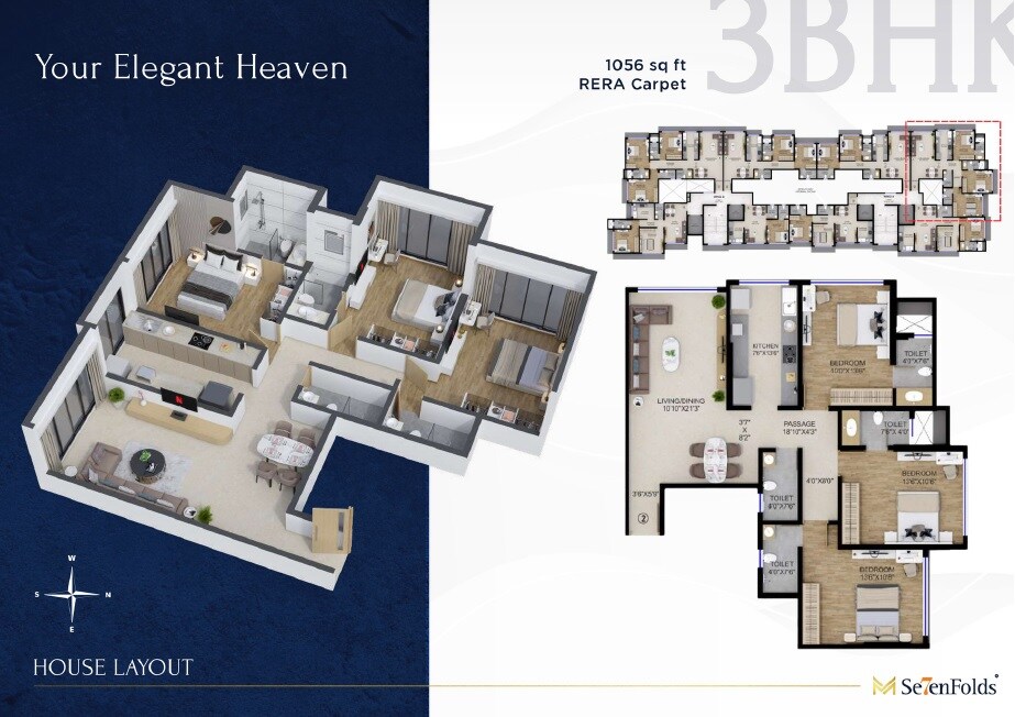 3 BHK 1056 Sq. Ft. Apartment