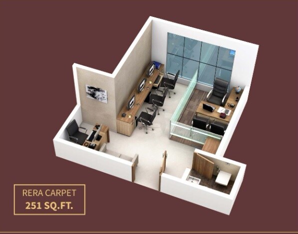 Floor plan of 1 BHK 251 Sq. Ft. Apartment in Sevenstar Plaza, Mumbai