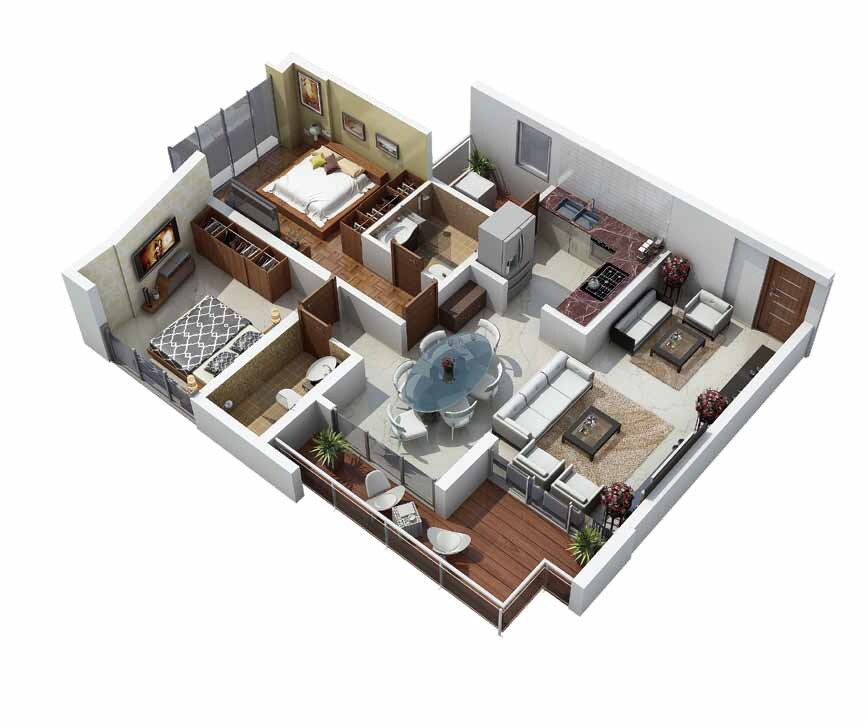 Floor plan of 2 BHK 783 Sq. Ft. Apartment in Shagun Krishvi Residency, Mumbai