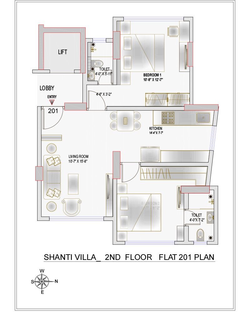 2 BHK 604 Sq. Ft. Apartment in Shah Shanti Villa