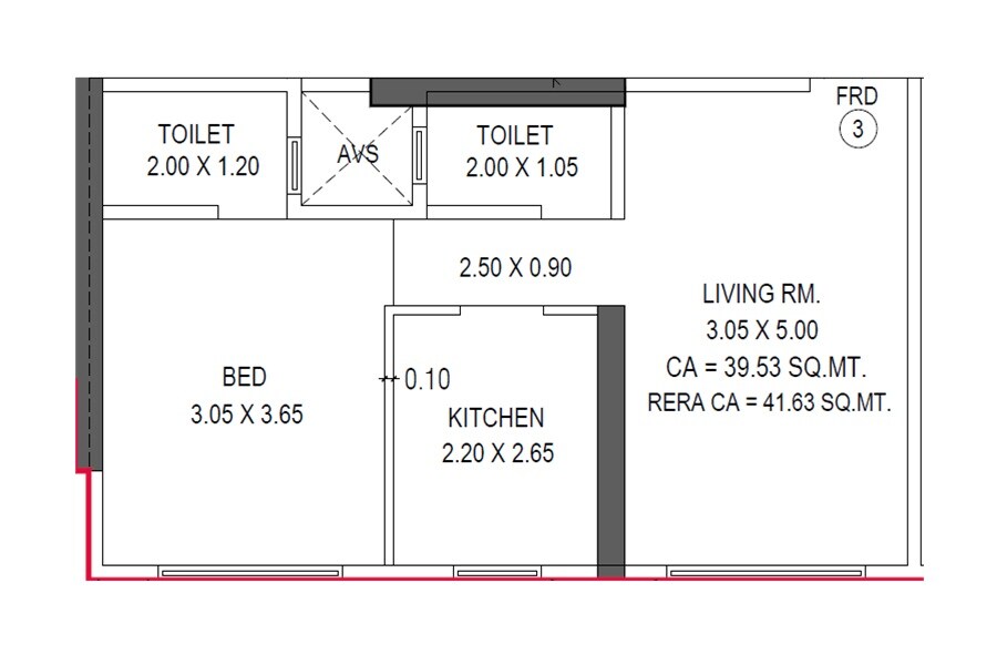 Floor plan of 1 BHK 448 Sq. Ft. Apartment in Shailendra Belfort Bay, Mumbai