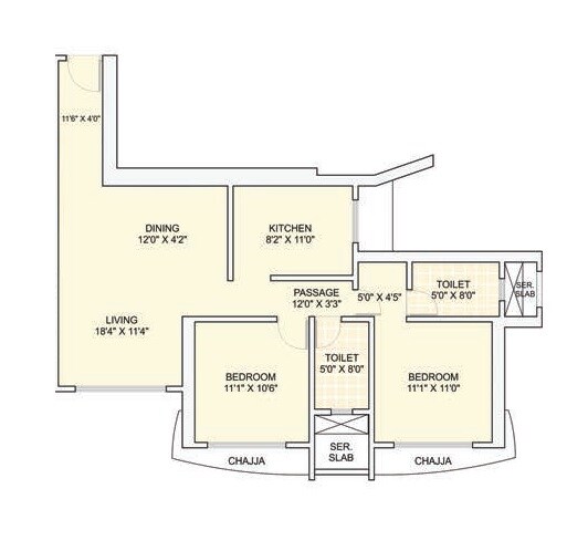 2 BHK 878 Sq. Ft. Apartment